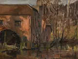 Mabel Young, Old Mill, oil on canvas board