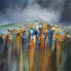 Manus Walsh, Dusk Light, Valparaiso, acrylic on canvas