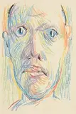Colin Middleton, Head Study, 1948, coloured crayons