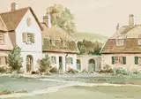 The Square, Cushendun, Co. Antrim by Maurice Canning Wilks, watercolour, offered Jun 2019