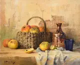 Robert Chailloux French, Fruit Basket and Wine Carafe