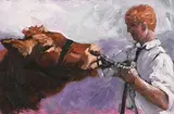 Christine Thery, The Bull Whisperer, oil on canvas