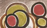 Still Life with Apples by Markey Robinson, gouache on card, sold Jun 2019