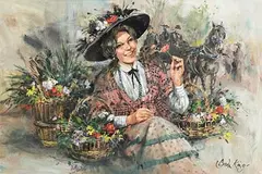Gordon King British, Beauty Amidst the Blooms, oil on canvas