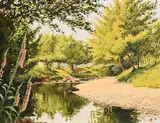 Roy Gaston, Fox Gloves on the Dun River, oil on canvas