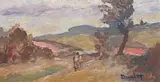 Figure in the Countryside by Ronald Ossory Dunlop, oil on card, offered Jun 2019