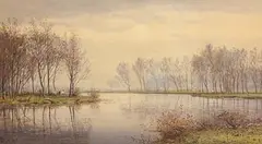 Hazy Sunday Afternoon on the Shannon by Henry Albert Hartland, watercolour, sold Jun 2019
