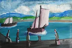 Jimmy Bingham, Waiting for the Catch, oil on board