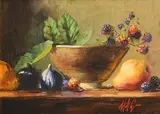 Mat Grogan, Still Life - Wild Fruits, oil on board