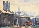 Fergus O'Ryan, St Audeon's Gate and Walls of Dublin, watercolour
