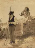 Whisper by Erskine Nicol, watercolour heightened, sold Jun 2019