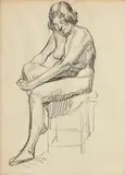 Roderic O'Conor, Seated Nude, charcoal on paper