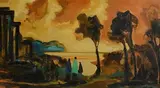 Family Across the Sea by Markey Robinson, gouache on board, sold May 2019