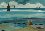 Watching the Boats by Markey Robinson, gouache on board, sold May 2019