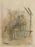 William Conor, Road Bowling, wax crayon