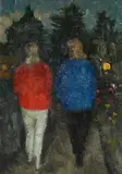 Patrick Leonard, Evening Stroll, oil on board