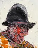 John B. Vallely, Helmeted Head I, oil on canvas