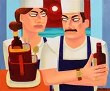 Chef's Tipple by Graham Knuttel, oil on canvas, sold May 2019