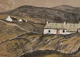 Ciaran Clear, Whitewash Cottages, mixed media on paper