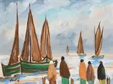 Watching the Boats by Markey Robinson, gouache, offered May 2019