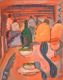 Philip Kelly, Red Interior, mixed media on paper
