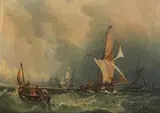 John Fitzhenry Townshend, Shipping Offshore, oil on canvas