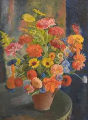 Still Life - Flowers by Moyra Barry, oil on canvas board, offered May 2019