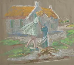 Rush by Patrick Leonard, 1988, pastel, offered May 2019