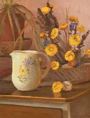 Therese McAllister, Still Life with Flowers, 1979, oil on board
