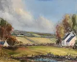 Cottages, West of Ireland by Norman J. McCaig, oil on canvas, sold May 2019