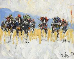 Des Murrie, The Last Furlong, oil on card