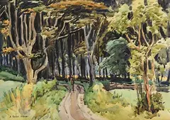 Woodland Path by Robert Taylor Carson, watercolour, sold May 2019