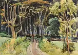 Robert Taylor Carson, Woodland Path, watercolour