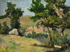 Phoebe Donovan, View Towards the Castle, oil on board