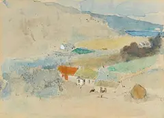 Tom Carr, Cottages, watercolour
