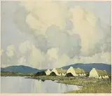 Paul Henry, Cottages and Peat Stacks, Connemara, print