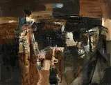 George Campbell, The Turf Cutters, oil on board