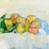 Alexey Krasnovsky Russian, Peach and Concorde Pears, 2004, oil on linen