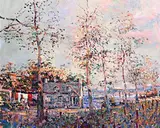 September Evening towards Pic Saint-Loup, France by Arthur K. Maderson, oil on board, sold Apr 2019