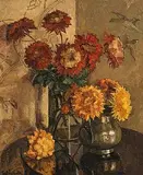 Paul Nietsche, Chrysanthemums, oil on board
