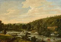 Thomas Roberts, The Weir in Lucan House, Demesne, oil on canvas