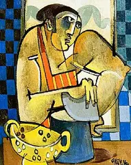 Geoffrey Key, Cook with Yellow Colander, 2016, oil on canvas