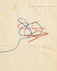 Untitled by Joan Miro Spanish, 1963, crayon and ink on paper, sold Apr 2019