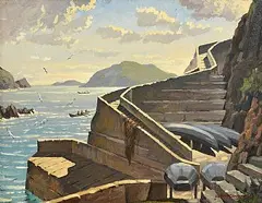 Seán O'Connor, The Pier, Dunquin, Co Kerry, oil on board