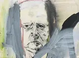 Portrait of Anthony Cronin by Brian Maguire, acrylic and crayon on paper, offered Apr 2019