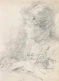 Letter Writing Lunatic, June 13th by John Butler Yeats, 1899, pencil drawing, offered Mar 2019