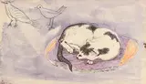 Gerard Dillon, Dreaming, pen & watercolour