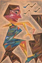Bird Man by Harry Kernoff, gouache on paper laid on board, sold Mar 2019