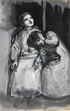 John Butler Yeats, Children in Moonlight, mixed media on paper