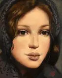 Brown Eyed Girl by Ken Hamilton, oil on board, sold Mar 2019